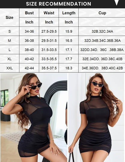 Mesh-Kleid Bodycon-Minikleid