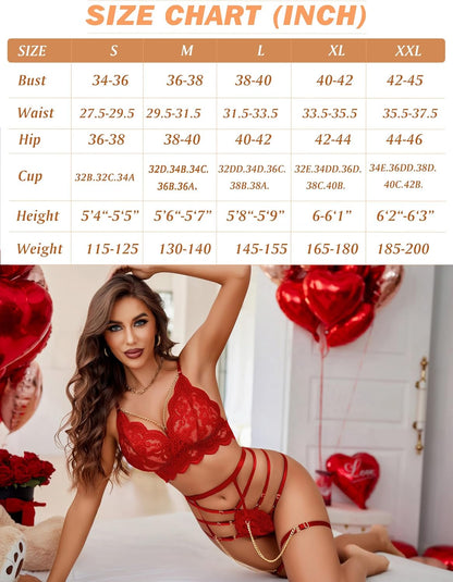 Strumpfband Dessous Spitze BH und Panty Set