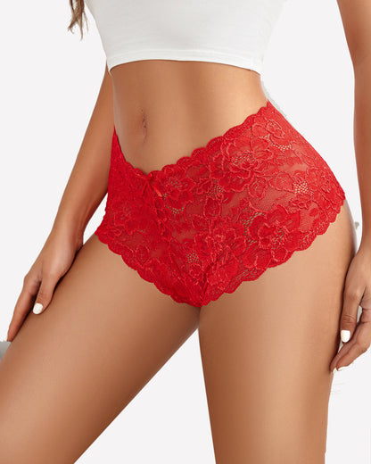 4 Stück Floral Lace Panties Mid-Rise Panty