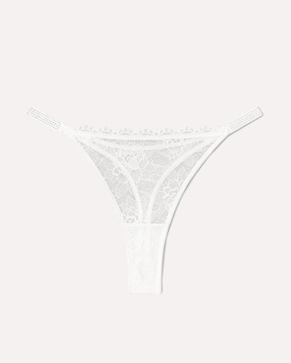 Tanga aus Spitze mit strassbesetztem Riemen