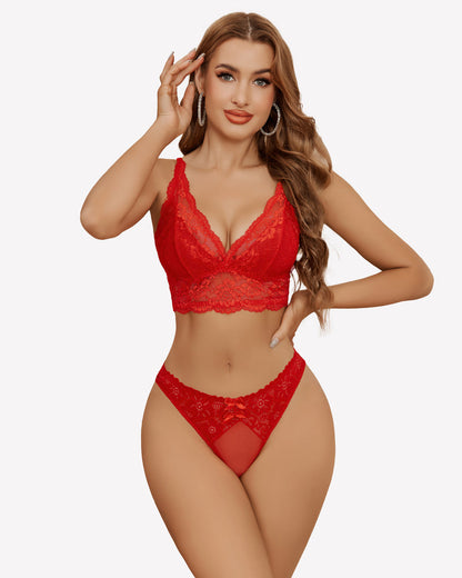 Mesh-Spitzen-Tangas mit niedriger Taille Höschen