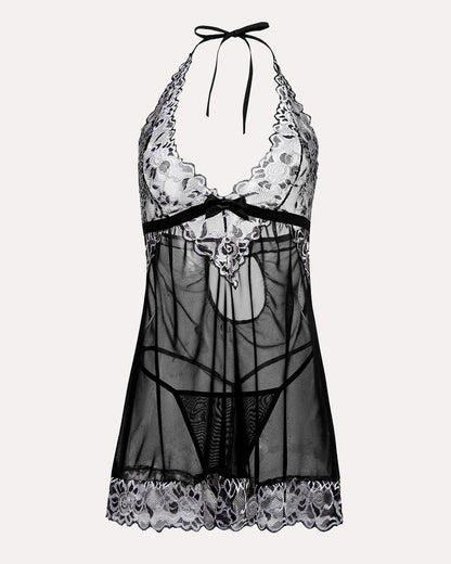 V-Neck Lace Babydoll Lingerie