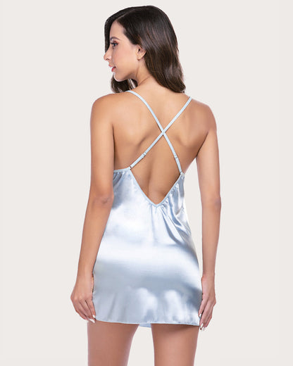 Spitze V-Ausschnitt Satin Nachtwäsche