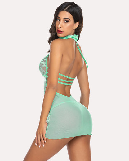 Lace Halter Chemise Dress