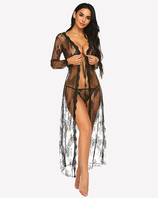Spitze Robe Bridal Sheer Hochzeitskleid