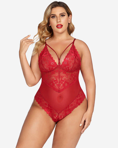 Plus Size Spitzen-Bodys mit Schnappverschluss