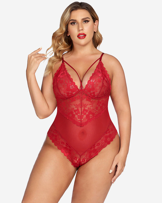 Plus Size Spitzen-Bodys mit Schnappverschluss