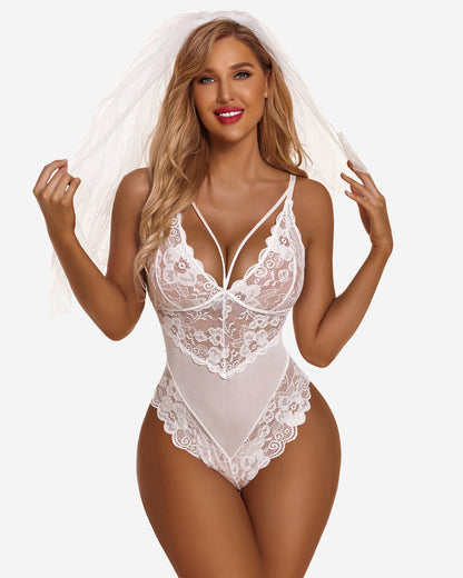 Plus Size Spitzen-Bodys mit Schnappverschluss