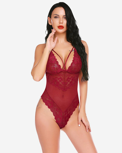 Plus Size Spitzen-Bodys mit Schnappverschluss
