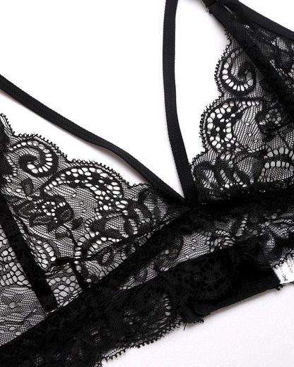 3 Stück Sets Spitze Bralette. Rock mit Höschen