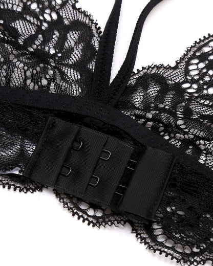 3 Stück Sets Spitze Bralette. Rock mit Höschen