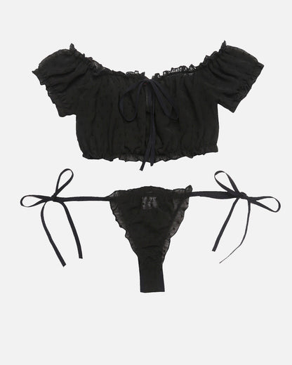2 Packungen Mesh Ruffle BH und Panty Set