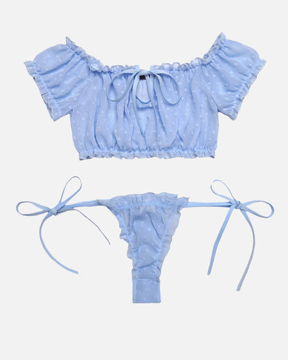 2 Packungen Mesh Ruffle BH und Panty Set