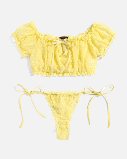 2 Packungen Mesh Ruffle BH und Panty Set