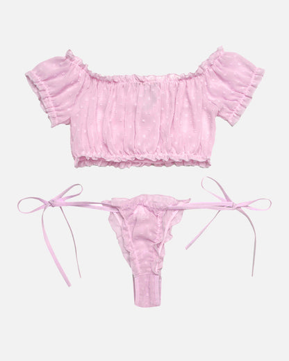 2 Packungen Mesh Ruffle BH und Panty Set