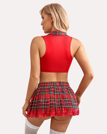 Set aus Krawatten-Top und Mini-Faltenrock