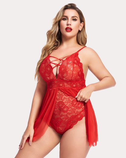 Plus Größe Leopard Snap Crotch Babydoll