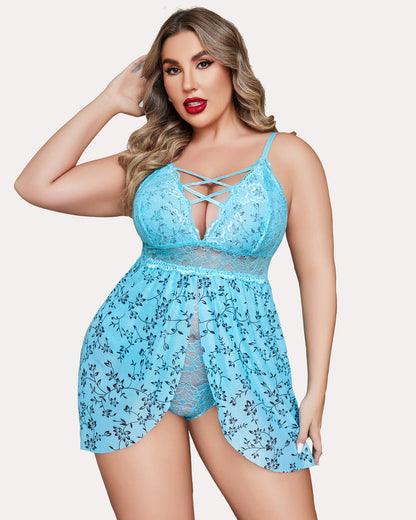 Plus Größe Leopard Snap Crotch Babydoll