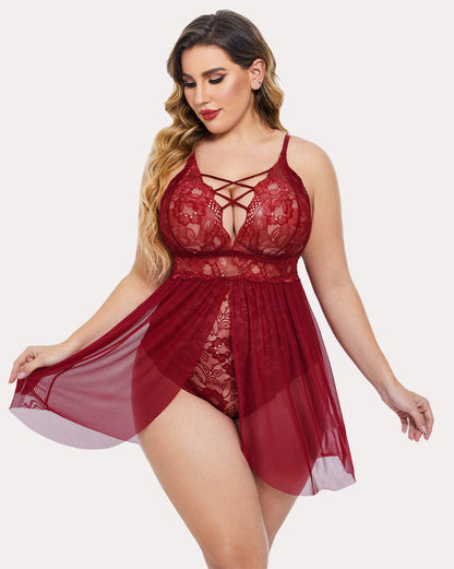 Plus Größe Leopard Snap Crotch Babydoll