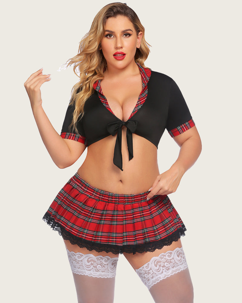 Plus Size Dessous mit Krawattenoberteil und Minirock