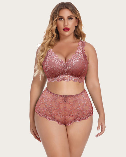 Plus Size Spitze Halter hohe Taille Panty Set