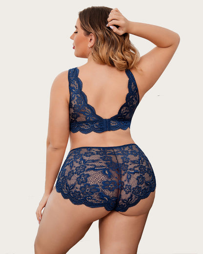 Plus Size Spitze Halter hohe Taille Panty Set