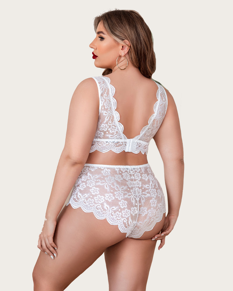 Plus Size Spitze Halter hohe Taille Panty Set