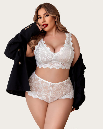Plus Size Spitze Halter hohe Taille Panty Set