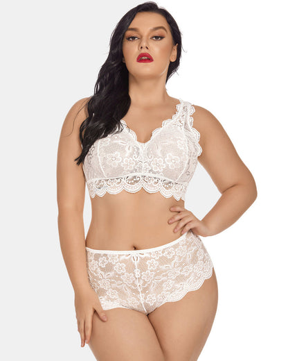 Plus Size Spitze Halter hohe Taille Panty Set