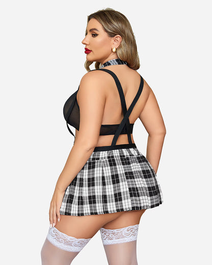 Plus Size Krawatten-Top und Mini-Rock