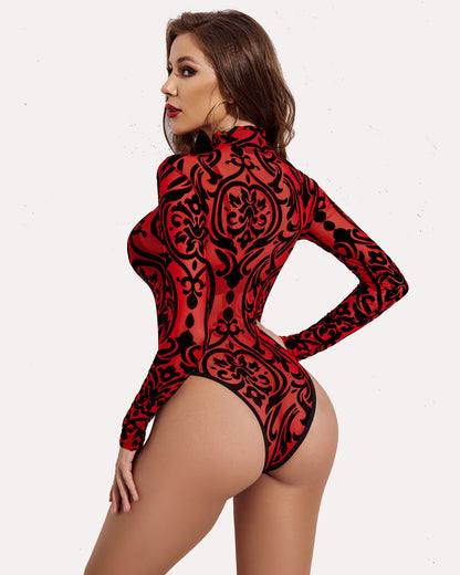Langärmeliger durchsichtiger Bodysuit