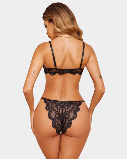 Hochzeit Floral Spitze BH und Panty Sets