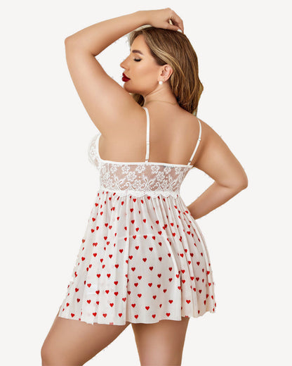 Plus Size Herz Spitze Seite Schlitz Nachthemd