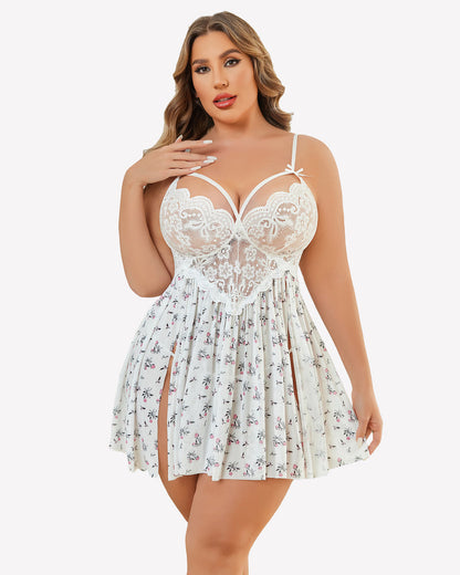 Weihnachten Plus Size Babydoll aus Spitze
