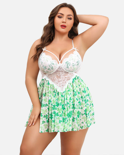 Weihnachten Plus Size Babydoll aus Spitze