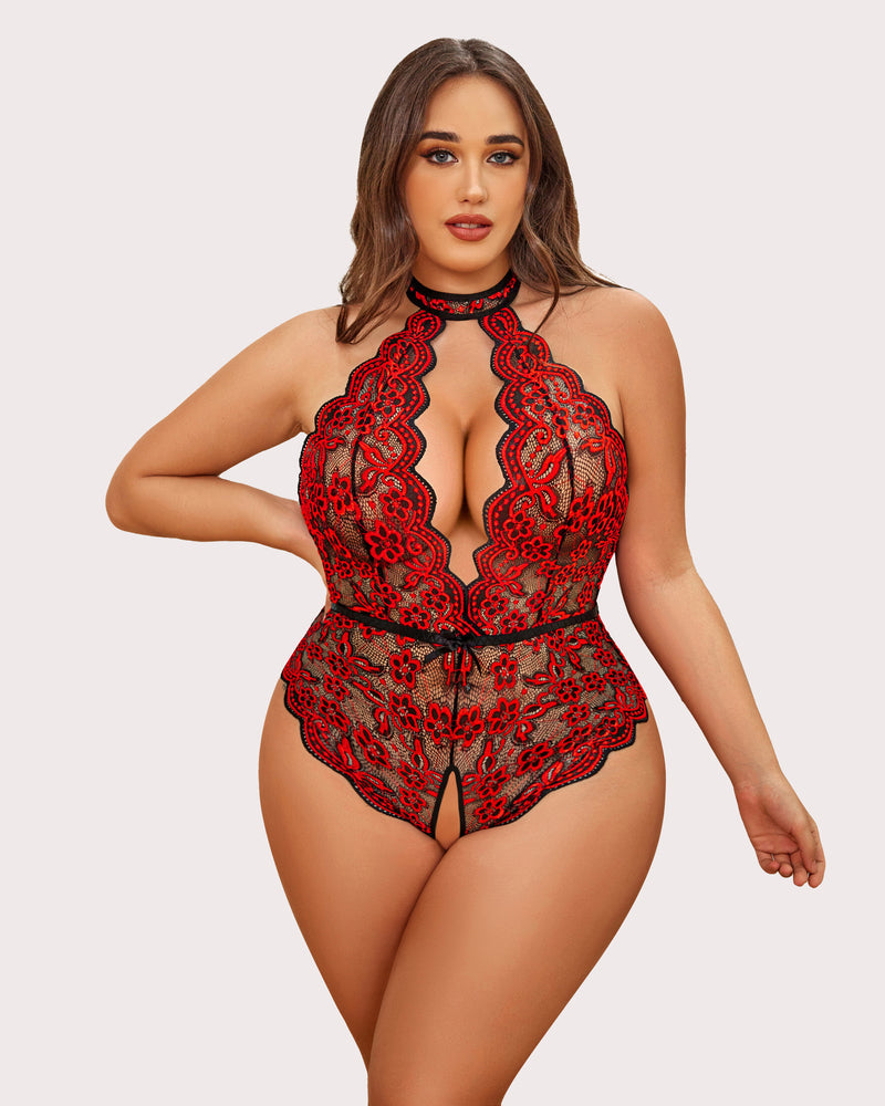 Wunderschöner Bodysuit mit Spitzendruck in Übergröße