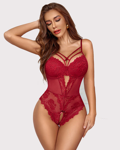 Floral Lace Harness Bodysuit