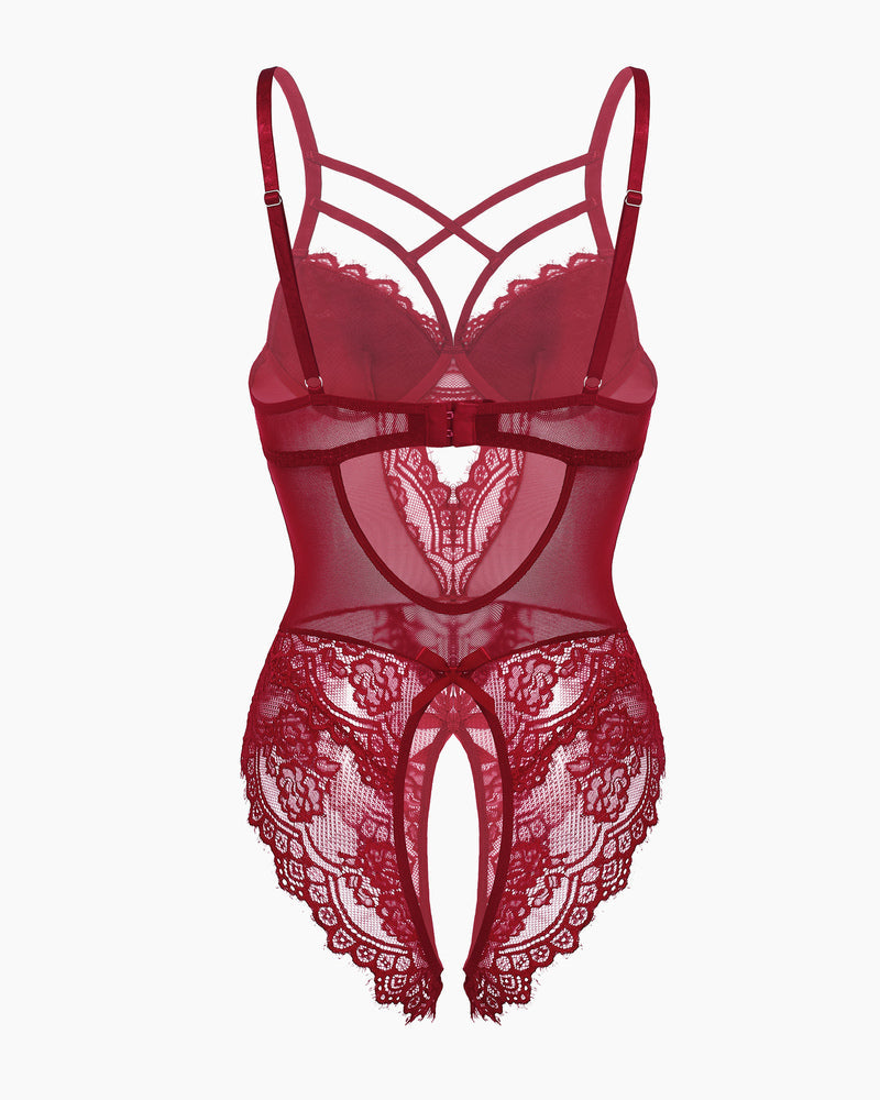 Floral Lace Harness Bodysuit
