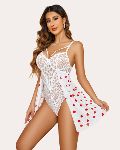 Spitze Floral Print Snap Crotch Teddy