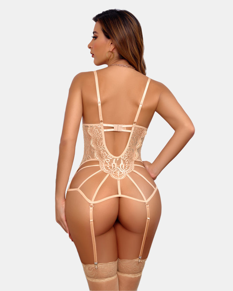 Dessous-Sets aus Spitze mit Strumpfhaltergürtel