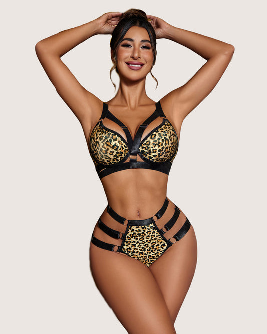 Avidlove Leopard Print Push Up BH und Panty Set