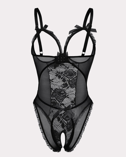 Leoparden-Spitzen-Mini-Bodysuit