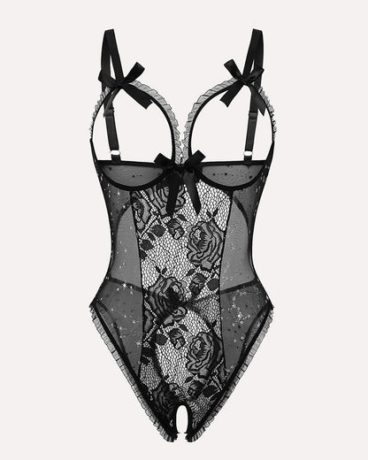 Leoparden-Spitzen-Mini-Bodysuit