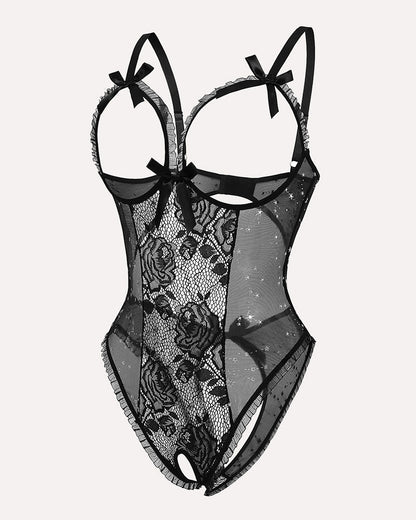 Leoparden-Spitzen-Mini-Bodysuit
