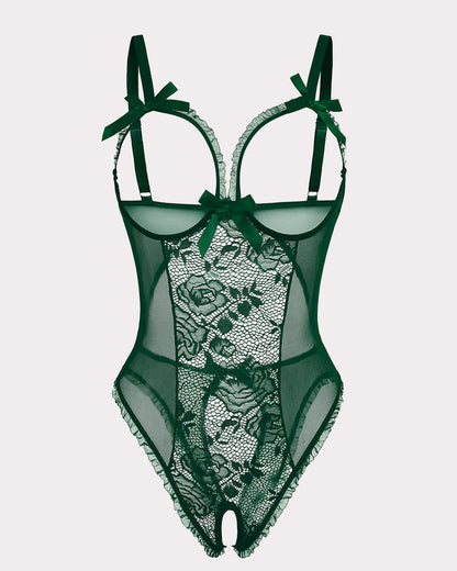 Leoparden-Spitzen-Mini-Bodysuit