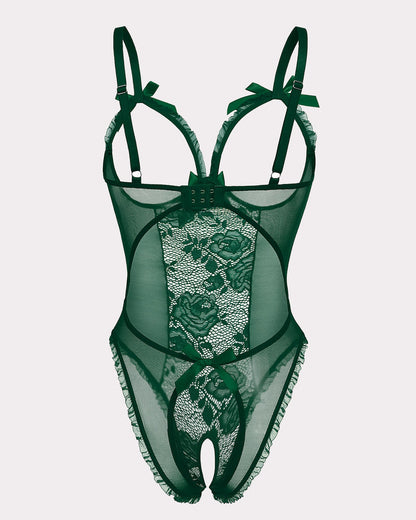 Leoparden-Spitzen-Mini-Bodysuit