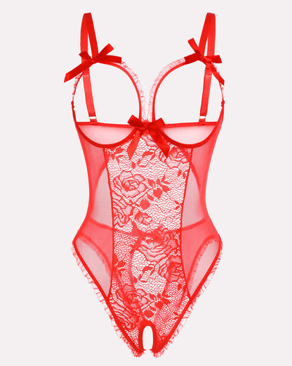 Leoparden-Spitzen-Mini-Bodysuit