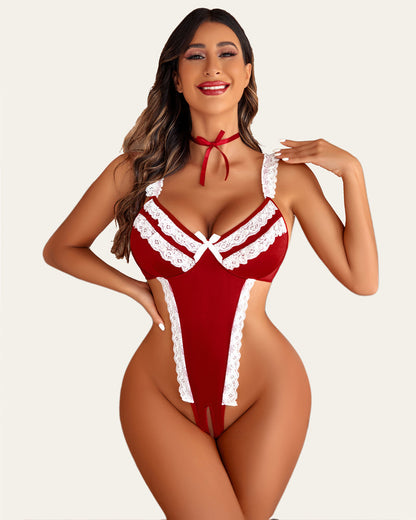 French Maid Outfit Spitze Teddy