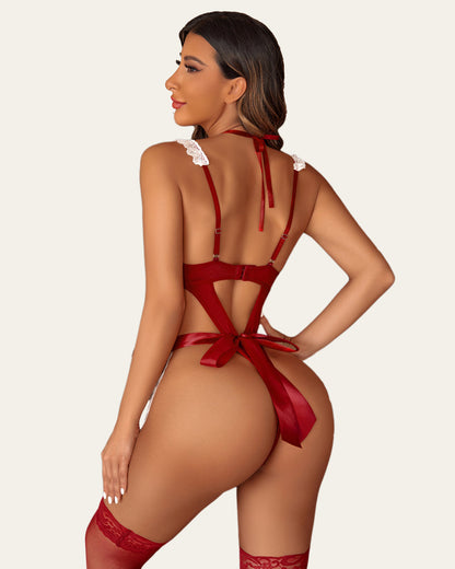 French Maid Outfit Spitze Teddy