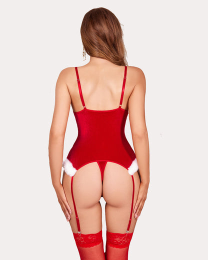 Samt-Dessous-Set mit Strapsgürtel